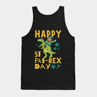 Happy St. Pat-Rex Day Leprechaun Riding T-Rex Dinosaur for St. Patrick's Day Tank Top